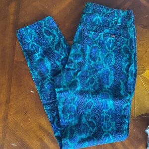 Blue and Green Snake Print Pants